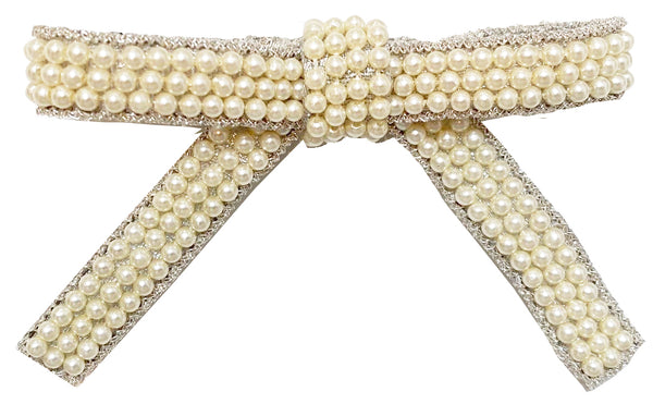 Custommade Zima Pearl Bow Broche Whisper White