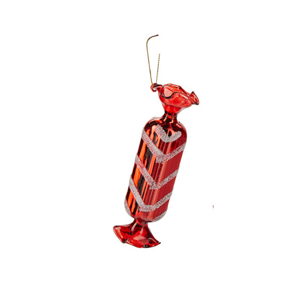 Bahne Interior Caramel Glas Ornament Red / White Stribe