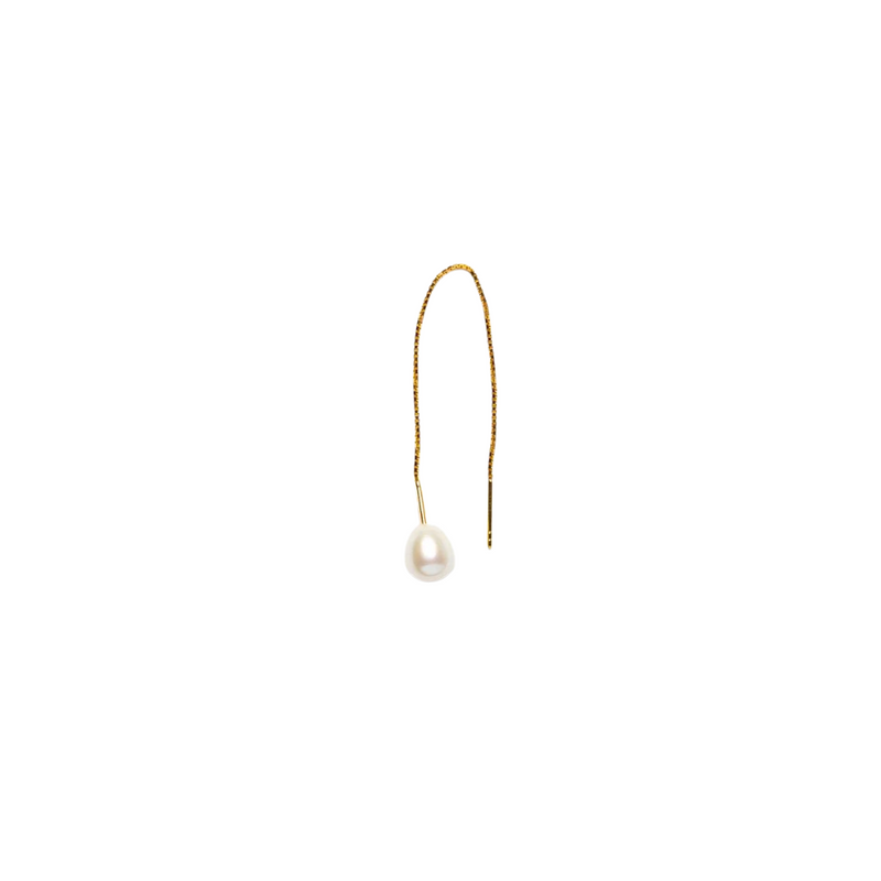 Sorelle Jewellery Pearl Chain Ørering White Forgyldt