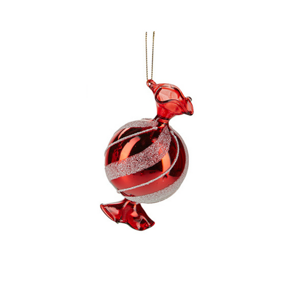 Bahne Interior Chocolate Glas Ornament Red / White Stribe