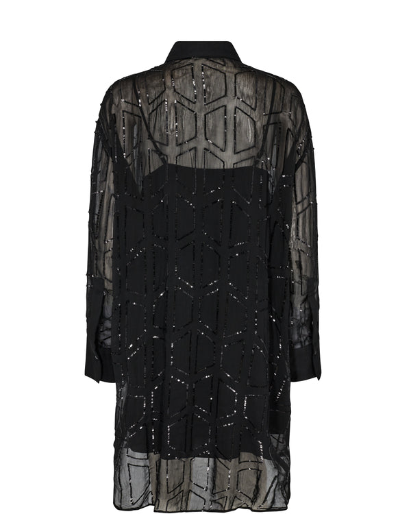 Mos Mosh Leela Sequin Skjortekjole Black