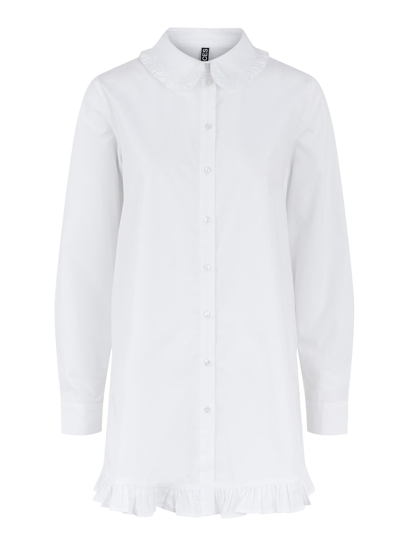 Pieces Sugia Lang Skjorte Bright White