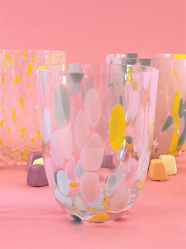 Anna Von Lipa Big Confetti Tumbler Glas Rosa + Yellow + Tyrkys + Blue + Green