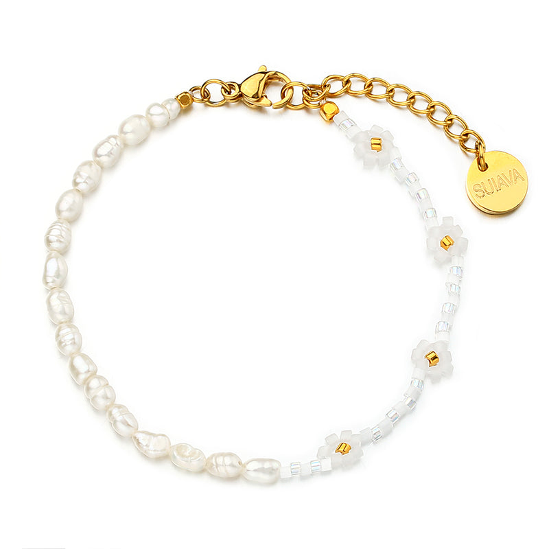 Sui Ava Daisy Freshwater Armbånd Natural