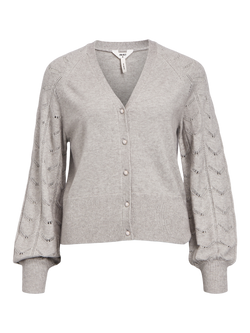 Object Eva LS Knit Cardigan Light Grey Melange