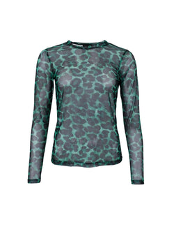 Black Colour Florence Mesh Bluse Green Leo