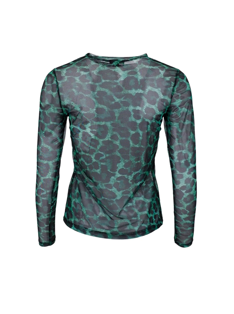 Black Colour Florence Mesh Bluse Green Leo