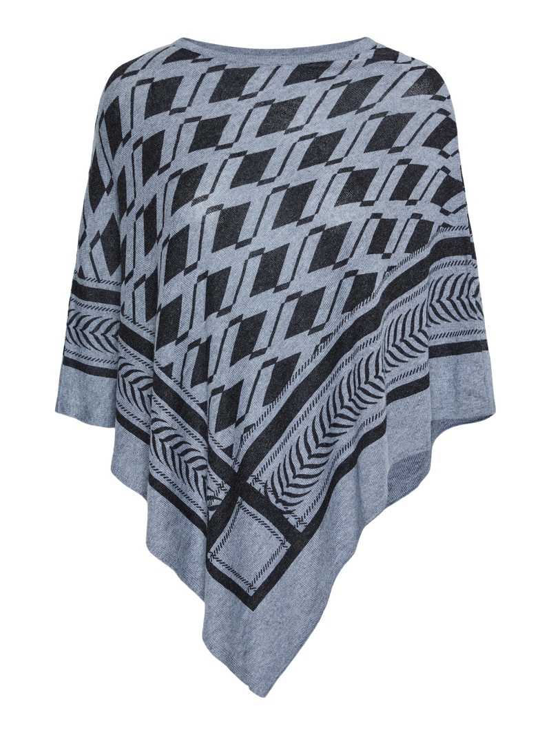 Pieces Novis Poncho Light Grey Melange