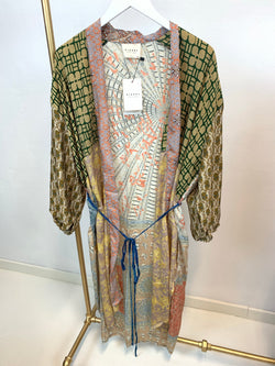 Sissel Edelbo Morning Glory Long Pocket Kimono Beige Multi
