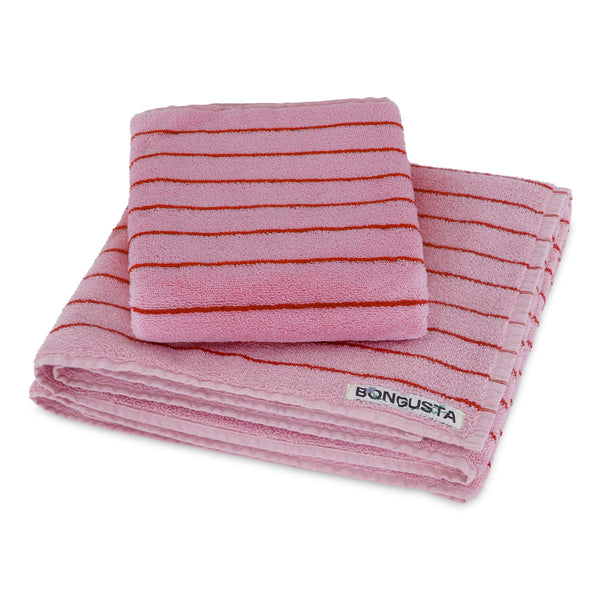 Bongusta Naram Bade Håndklæde Baby Pink & Ski Patrol Red
