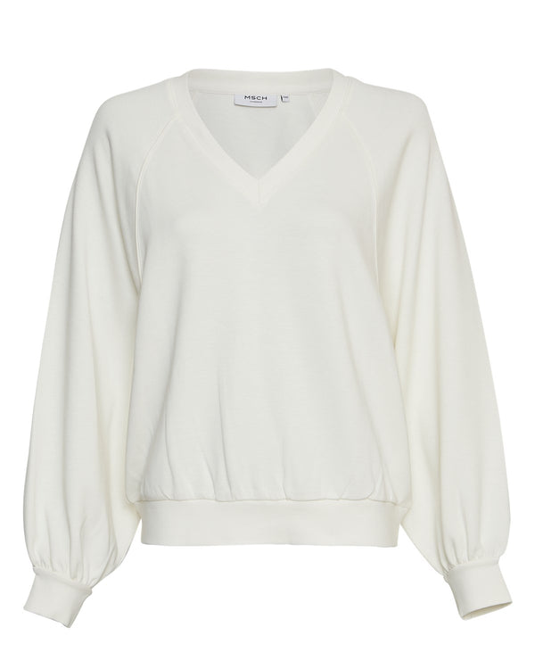 Moss Copenhagen Nelina Ima Raglan V-neck Sweatshirt Egret