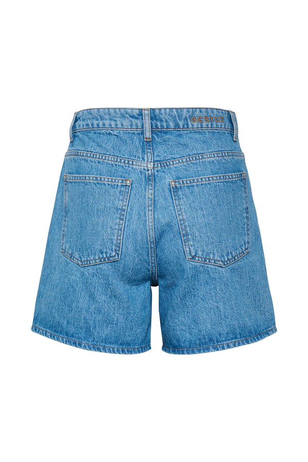 Gestuz Dena HW Shorts Washed Midi Blue