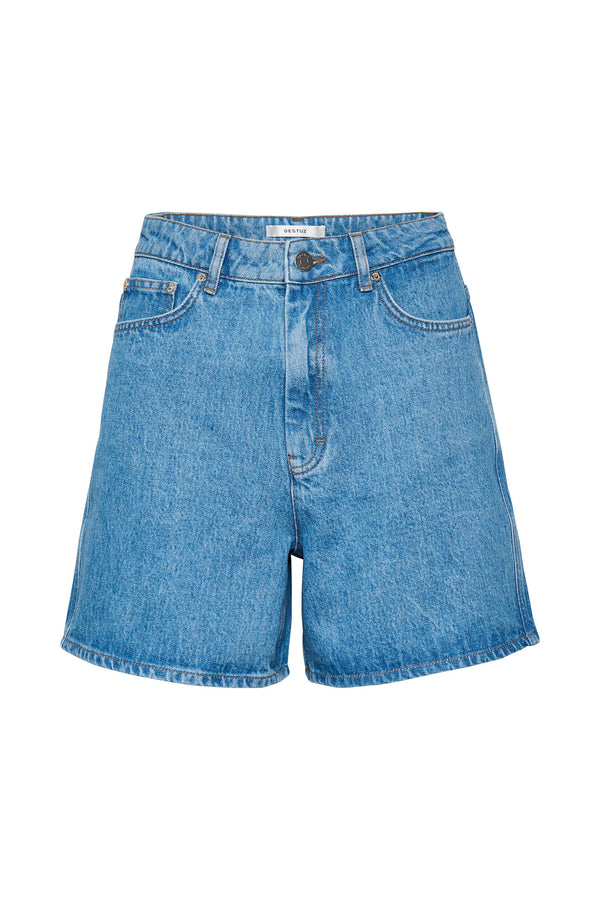 Gestuz Dena HW Shorts Washed Midi Blue